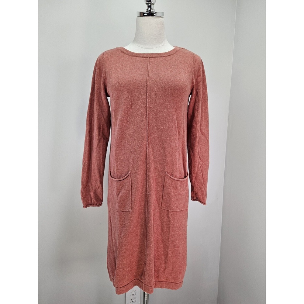 Pure Jill J. Jill Terracotta Rose Cotton Cashmere Knit‎ Sweater Dress Pockets XS